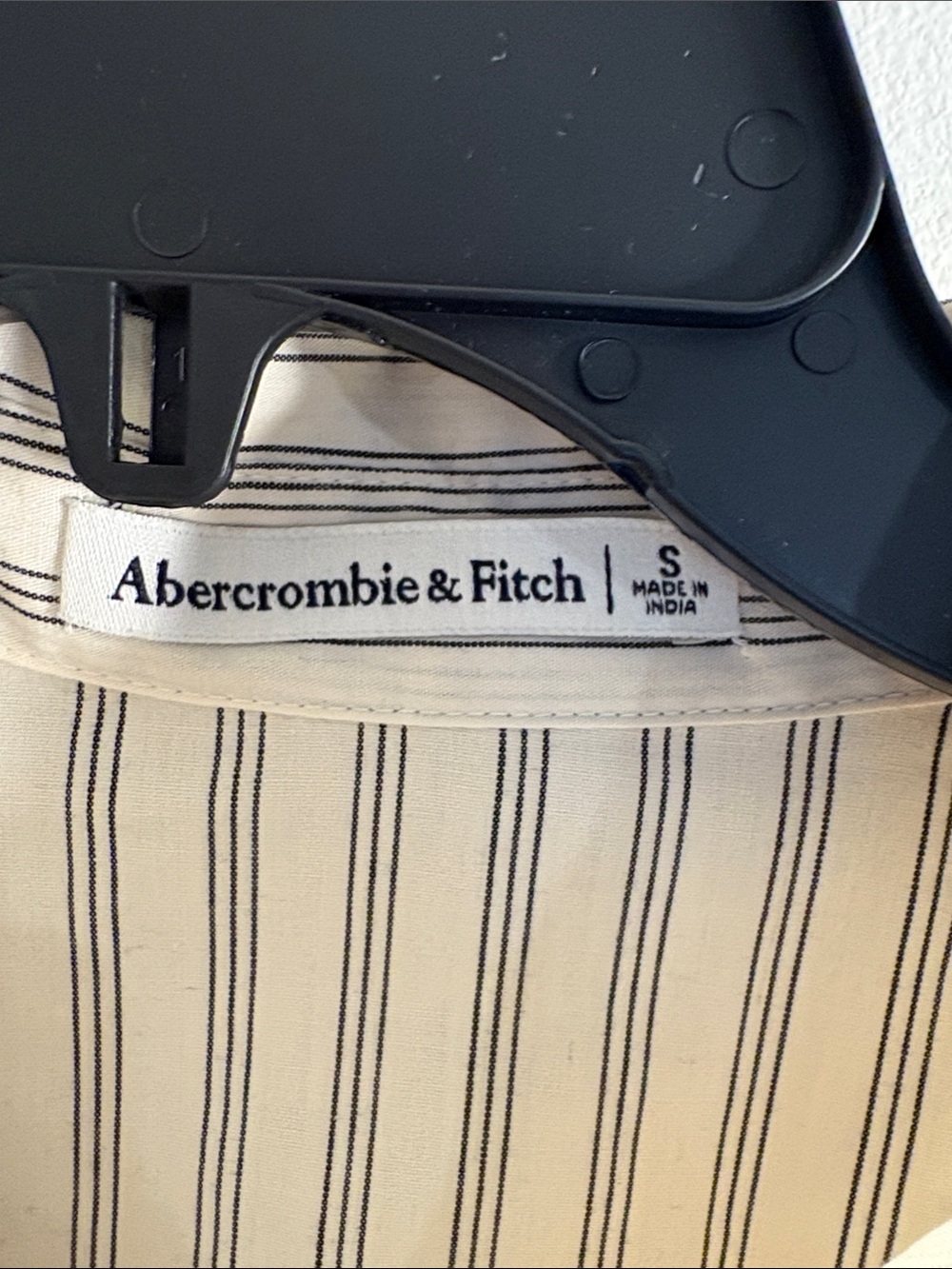 Abercrombie & Fitch Cream Shirt with Black Pinstripes - Picture 2 of 5